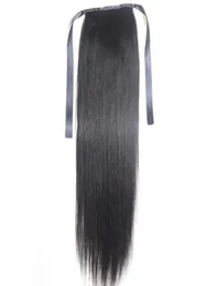 9A Ponytail Clips in Human Hair Extensions Horsetail Peruvian Malaysian Indian Brazilian Virgin Remy Straight Hair Natural Color B5104933