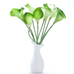 زهور الزخرفة الاصطناعية Calla 10pcs الزفاف الزفاف باقة زفاف أخضر PU زهرة للمنزل ديكور الحفل