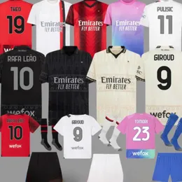 2023 2024 RAFA LEAO TOMORI MUSAH AC Futebol Jerseys JOVIC THEO GIROUD CALABRIA PULISIC MILANs Player Versão 23 24 LOFTUS CHEEK BENNACER camisa de manga comprida homens crianças kit