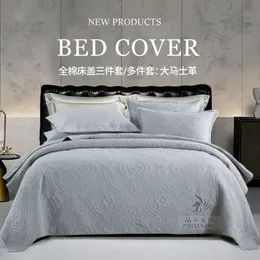 High end American style light luxury double-sided enlarged pure cotton bed cover all cotton plain color stitching quilt three piece set 230818