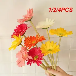 装飾的な花1/2/4PCS 38.5cm PU人工ガーベラウェディングインシススタイルホームデコレーション偽の装飾