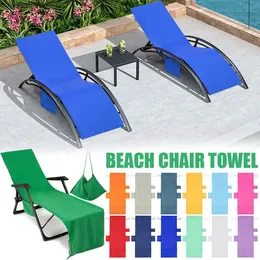 Capas para cadeiras Sun Beach Chair Cover Toalha com bolsos laterais Lounge Chair Capa de toalha de praia para espreguiçadeiras Hotel Garden Holiday Pool L240315