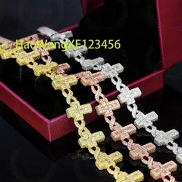 Christian Hip Hop Pass 다이아몬드 테스터 S925 Silver Gra Iced Out Baguette VVS Moissanite Cross Cuban Link Chain