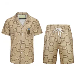 Designers de moda havaí praia camisas casuais define homens verão botão para baixo carta impressão manga curta vestido camisa ternos L-3XL