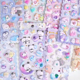 24 pz/lotto Kawaii Cartoon Puffy 3D adesivi adesivo adesivo all'ingrosso fai da te cancelleria quotidiana regalo per bambini forniture per ufficio scolastico 240304