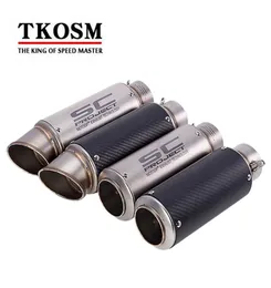 TKOSM Motorcycle Exhaust Laser Pipe Muffler Inlet 51mm 61mm SC GP Exhaust Mufflers Carbon Fiber Exhaust Pipe With Sticker Laser Lo4353487