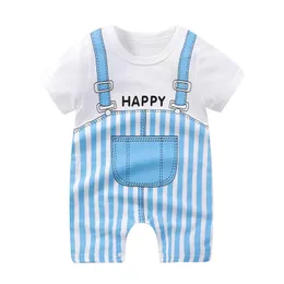 Letnia kreskówka Baby Boy and Girl Ubranie kombinezonu z krótkim rękawem Cotton Baby Skocsuit 0-18 Toddler Baby Clothing 240315