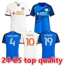 2023 2024 FC Cincinnati Soccer Jerseys Kids Kit Man 23/24 Футбольная рубашка дома голубой в голую белом бупендза Акоста Робинсон Миазга Барреал вратарь 66688