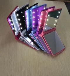 6 färger Rose Pink Blue Color New Lady LED Makeup Mirror Cosmetic 8 LED Mirror Folding Portable Travel Compact Pocket LED MIRR8647237