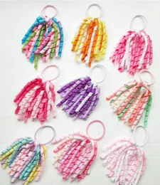 Girl 5quot Korker Ponytail Holders Korkers Curly Ribbons Streamers Corker Hair Bobbles Bows FlowerEelastic School Boosters Headw9729066