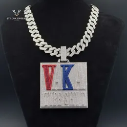 Niestandardowy litera Vaka Hip Hop lodowana biżuteria modowa z Sier Custom Moissanite Pendant