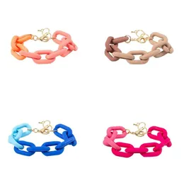 FishSheep Colorful Acrylic Thick Chain Bracelets For Men Women Bohemian Multi Color Resin Link Bracelets Bangles Fashion Jewelry