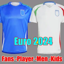 ユーロ24イタリーサッカージャージイタリア24 25ファンプレーヤーバージョンMaglie Da Calcio Verratti Chiesa Gnonto Football Shirt 2024 Pinamonti Politano Grifo Men and Kids Sets