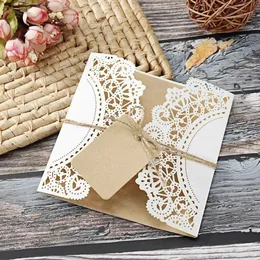 103050PCSSet Laser Cut Wedding Inbjudningar Kort Taggar Vintage Wedding Bridal Gift Greet HEABLE CARD Event Party Birthday Supplies 240301