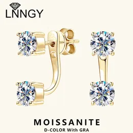 Lnngy Original 925 Sterling Silver Earrings Front Back Double Sided 5MM Stud Earring For Women 2 in 1 Pierced Jewelry 240227