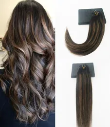 Alta quailty cabelo remy brasileiro 1b61b balayage cor 1424quot feixes de cabelo reto clipe em extensões de cabelo 1736710