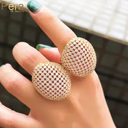 Pera Luxus Gold Farbe Große Hohle Kugeln Form Zirkonia Aussage Finger Ringe für Frauen Mode Bankett Party Schmuck R214 240314