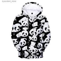 Herrtröjor tröjor söta panda 3d tryck hoodies djur streetwear män kvinnor mode tröjor överdimensionerade hoodie barn tröjor spårskläder l240315