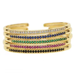 inner diamater 58-60 open adjust bangle bracelet cz paved circle band classic colorful birthstone gold plated women bracelets263F