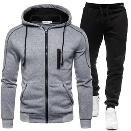 Erkek Trailsits Trachsuit Active Wear Moda Sonbahar Kış Çift Fermuarı Ceket/ Hoodie Pant Sıcak Spor Giyim Jogging Suits