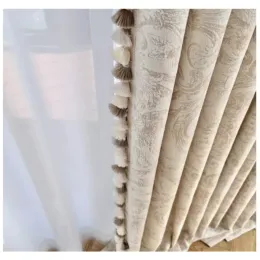 Tende Tende moderne di lusso francesi romantiche per soggiorno camera da letto Tenda in ciniglia con ricamo beige Tende oscuranti Tulle di pizzo