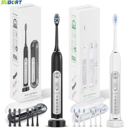 SUBORT Super Sonic Electric Toothbrushes for Adults Kid Smart Timer Whitening Toothbrush IPX7 Waterproof Replaceable Heads Set 240301