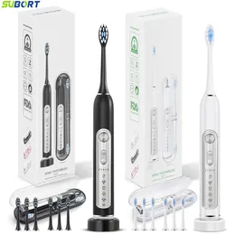 Subort super sonic escovas de dentes elétricas para adultos criança temporizador inteligente branqueamento escova de dentes ipx7 à prova dwaterproof água cabeças substituíveis conjunto 240301