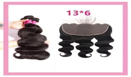 Cabelo virgem humano indiano cru 3 pacotes com 13x6 renda frontal onda corporal extensões de cabelo tingido com 13 por 6 frontais 1030 polegadas ruyib9001327