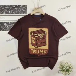 Xinxinbuy Men Designer Tee T Shirt 2024 Włochy Deep Brown Box dzianin bawełniana bawełniana bawełna