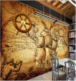 WDBH 3D PO خلفية جدارية مخصصة خريطة العالم البحري الخريطة موضوع ديكور المنزل غرفة المعيشة 3D الجدار الجداريات الجدران للجدران 3 7303003