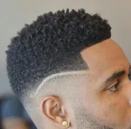 Афро-кудрявый парик 6 мм для чернокожих мужчин и любителей баскетбола Men039s, кружевной парик, накладные волосы, бразильские девственные человеческие волосы, замена2662794091803