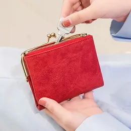 Cüzdanlar 2024 Kadın Bifold PU Deri Para Kart Cüzdan Anahtar Yüzük Mini Kese Vintage Çanta Çok Fonksiyonlu Katlanır Küçük Değişim Çantası