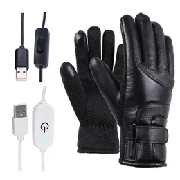 Guanti invernali riscaldati elettrici antivento ciclismo riscaldamento caldo touch screen guanti da sci alimentato tramite USB per uomo donna 2011042466
