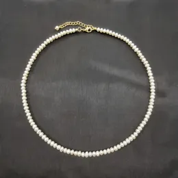 Ожерелье из белого пресноводного жемчуга 4 мм, наполненное золотом 14 карат, регулируемая цепочка из жемчуга, изысканное колье-колье из бисера, колье Perles Perlas для женщин 240326