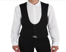 Czarny kamizelki ślubne kamizelki zwykłego stylu Made Made Formal Men kamizelka na cele ślubne kolacja z kamizelki6883063