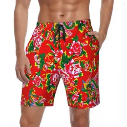 Shorts masculinos maiôs casuais nordeste flor ginásio verão est praia homens personalizados esportes fitness rápido seco troncos de natação