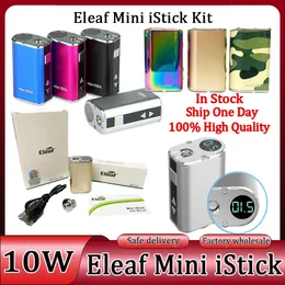 Eleaf Mini Istick 키트 7 색 1050mAh 내장 배터리 10W 최대 출력 가변 전압 모드 USB 케이블 자아 커넥터 에어화물 미국 전기 충전식 배터리