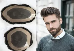 Fine Mono Men Toupee Wave Human Hair Toupee Mono Lace with PU around Toupee Replacement Systems Indian Hair Men Hairpiece1396532