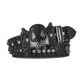 Diamond Skeleton Head Women's Belt Plate Buckle Belt Pant Edge Bead Punk 240315