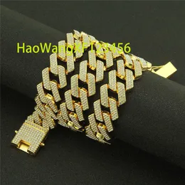 3 Rows VVS Lab Diamond Moissanite 20MM Real 18k Solid Gold Iced Out Cuban Link Chain