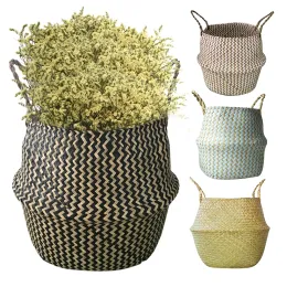 Baskets Storage Baskets Laundry Seagrass Baskets Wicker Rattan Hanging Flower Pot Toy Home Pot Panier Osier Rangement Cestas Mimbre Bohe