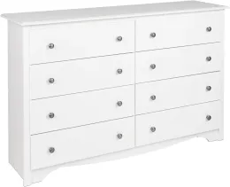 Drawers Prepac Monterey 8 Drawer Double Dresser for Bedroom, 15.75" D x 59" W x 36.25" H, White