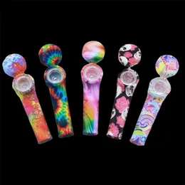 Heady Glass Bongs Ghohdah/Hot Selling Silicone Small Pipeポータブルミニパイプガラスボウルパイプシリコン喫煙セット