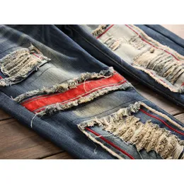 Denim Designer Loch Jeans Hohe Qualität Zerrissene für Männer Größe 28-38 40 Herbst Winter Plus Samt HIP HOP Punk Streetwear Hosen 119