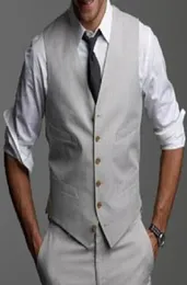 New Light Grey Wedding Groom Vests 2018 Custom Made Slim Fit 일반 남성 Waistcoat Vest V0162625940