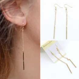 European and American fashion long style simple with geometric metal chain earrings Elegant ladies tassel earrings215O