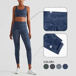 Lu Pant Align Lemon High midja Wisruning Tie-Dye Ink Yoga Leggings Fiess Women Push Up Sports Tights Sportkläder för gymmet outfit Workout Clot