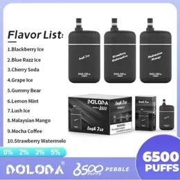 Original Doloda Pebble 6500 Puff Disposable Vape 1,2Ohm Mesh Coil laddningsbar 13 ml E-vätska 0% 2% 5% 6500 PUFFS Elektriska cigaretter 10 smaker