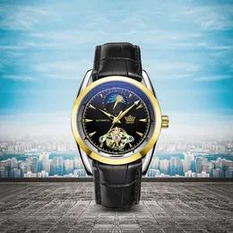 Дешевые полностью автоматические механические часы Baron с полым турбийоном и лунной фазой, высококачественные деловые полностью автоматические механические часы, мужские