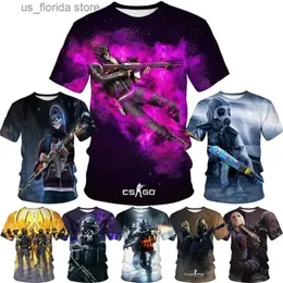 남자 티셔츠 새로운 CS GO 게임 플레이어 Mens 티셔츠 CSGO 카운터 타격 3D 프린팅 T 셔츠 고품질 탑 힙합 패션 Chilren Tshirt T y240321